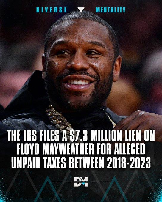 拳坛速递 美国国税局（IRS）向梅威瑟追缴730万美元税款。据了解，小弗洛伊德·