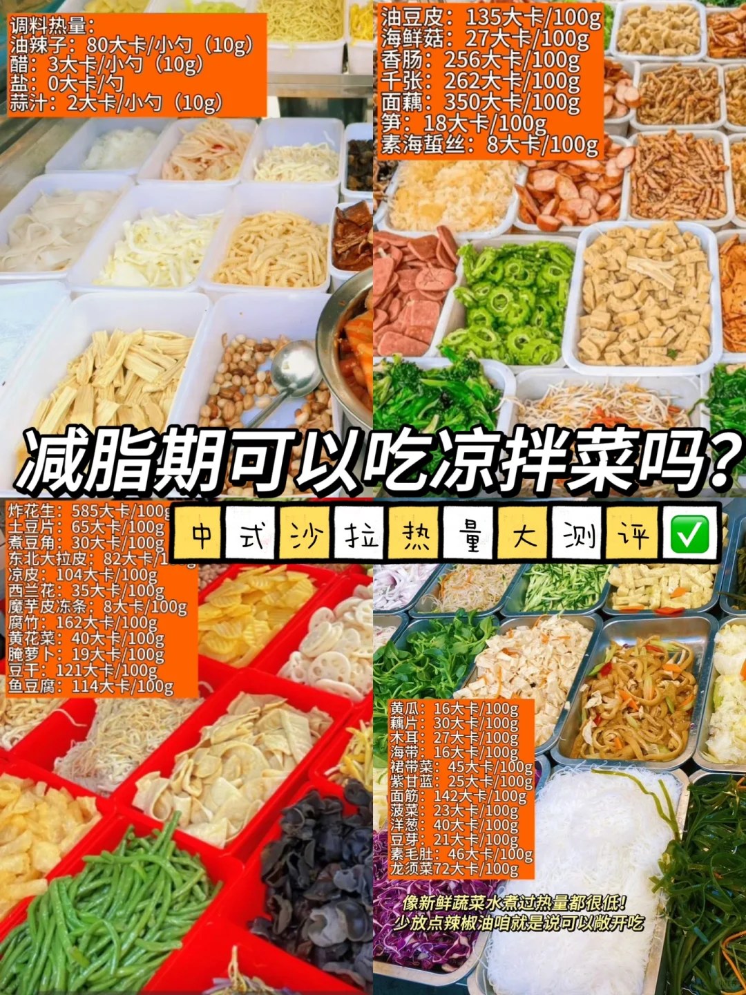 减脂期可以吃凉拌菜吗？中式沙拉热量大测评✅