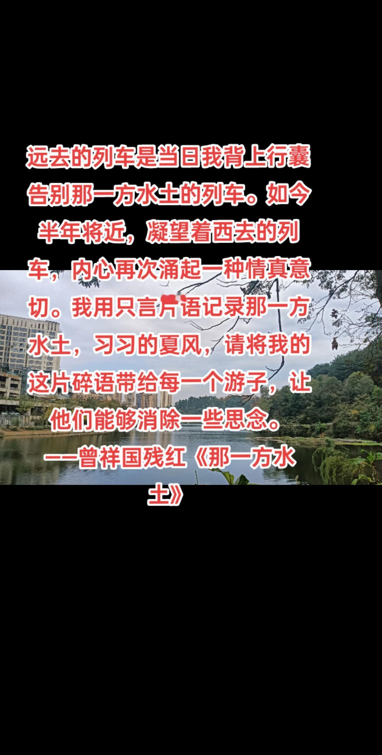 远去的列车是当日我背上行囊告别那一方水土的列车。如今半年将近，凝望着西去的列车，