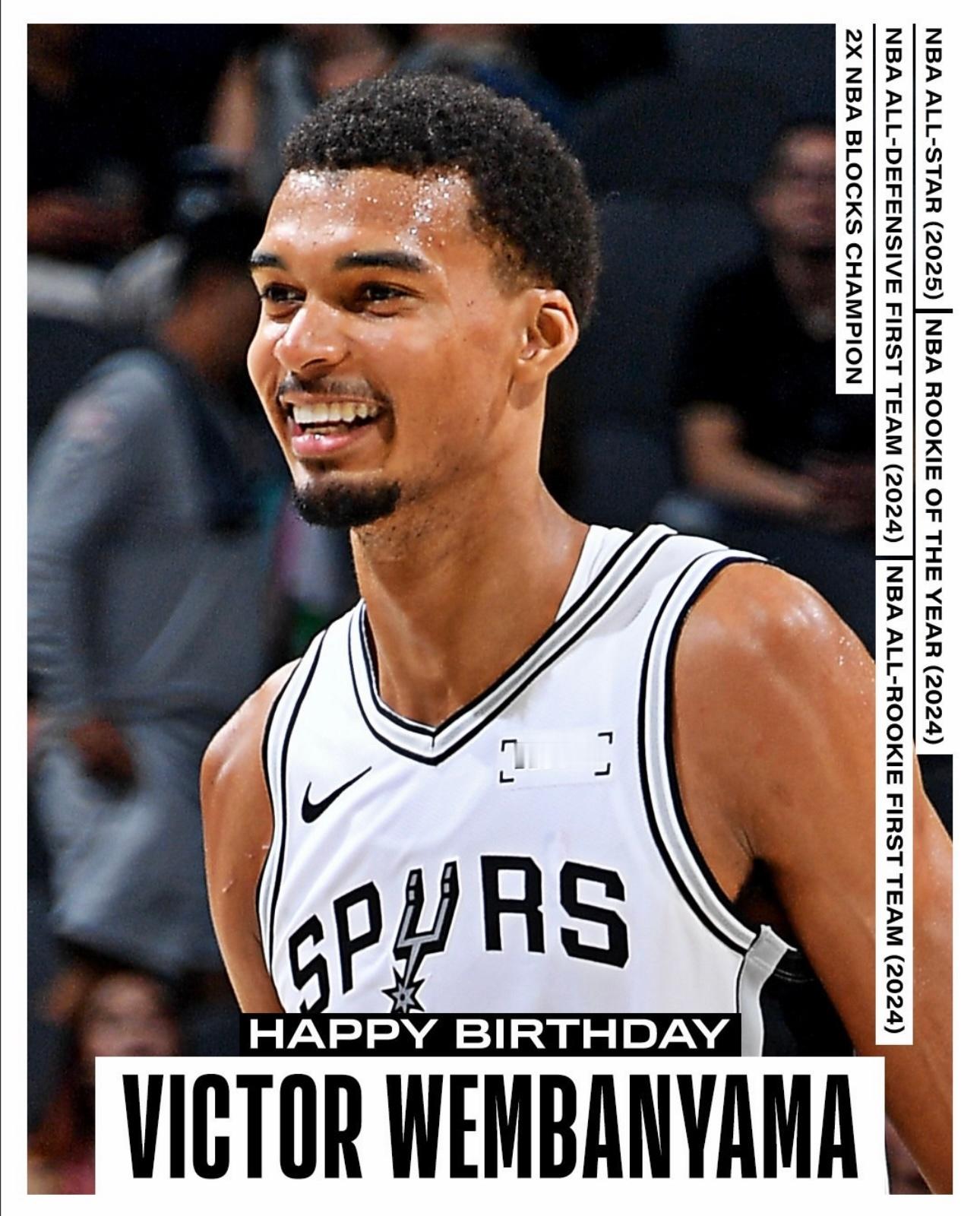 前途无量！NBA官方晒图：祝文班亚马22岁生日快乐！