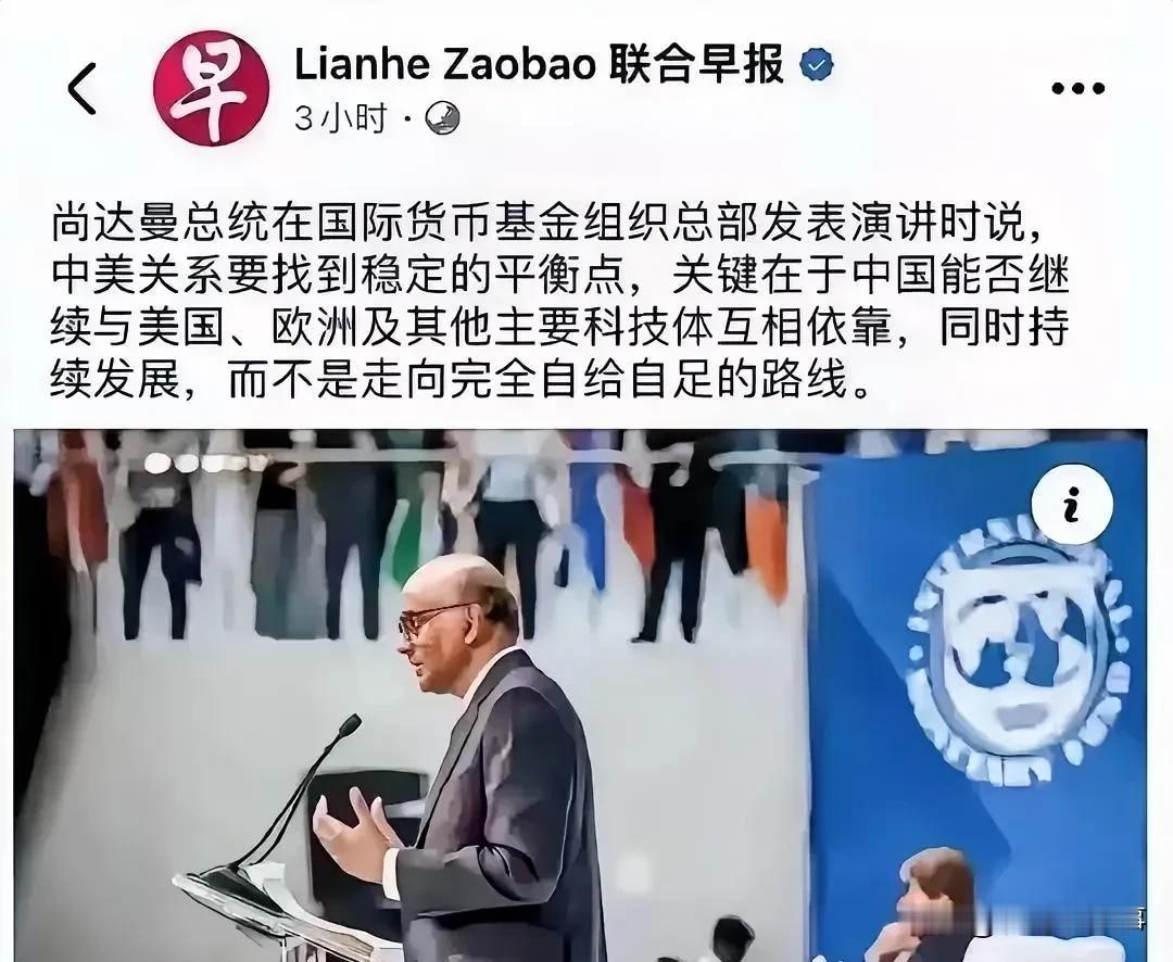 新加坡总统尚德曼最近在国际货币基金组织（IMF）的讲话里，抛了个让舆论炸锅的观点