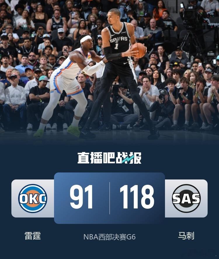 雷霆马刺抢七NBA季后赛西部决赛G6，马刺回到主场迎战雷霆。比赛开始，尚帕尼和文