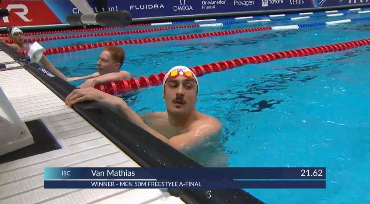 美国游泳系列赛印第安纳波利斯站 男50自决赛Van Mathias 21.62 