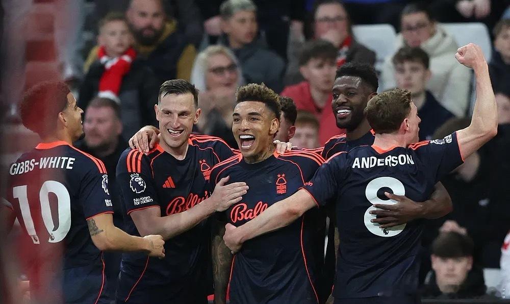 今天凌晨，英超第34轮，诺丁汉森林主场5-0大胜桑德兰。在先赛一轮的情况下积39