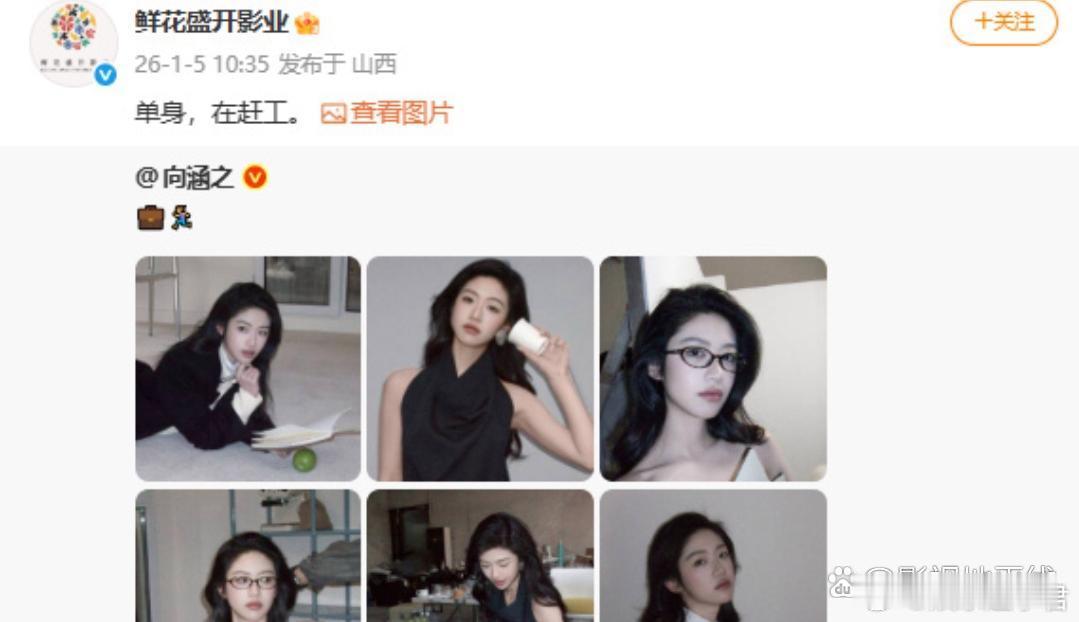 周奇向涵之 分手向涵之经纪公司转发向涵之微博，并配文案：“单身，在赶工。”不管是