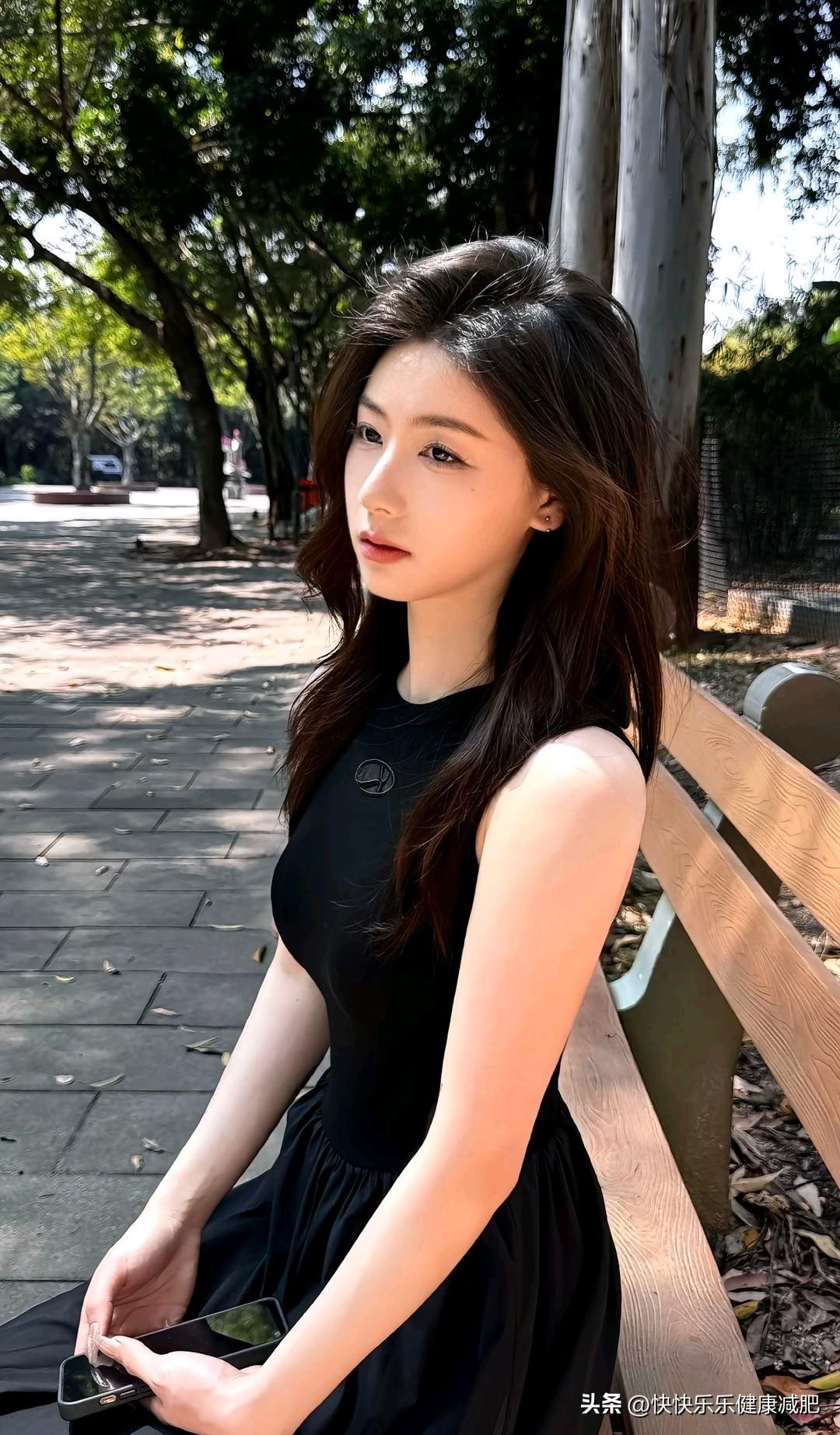 晒图笔记大赛黑色连衣裙，风景如画