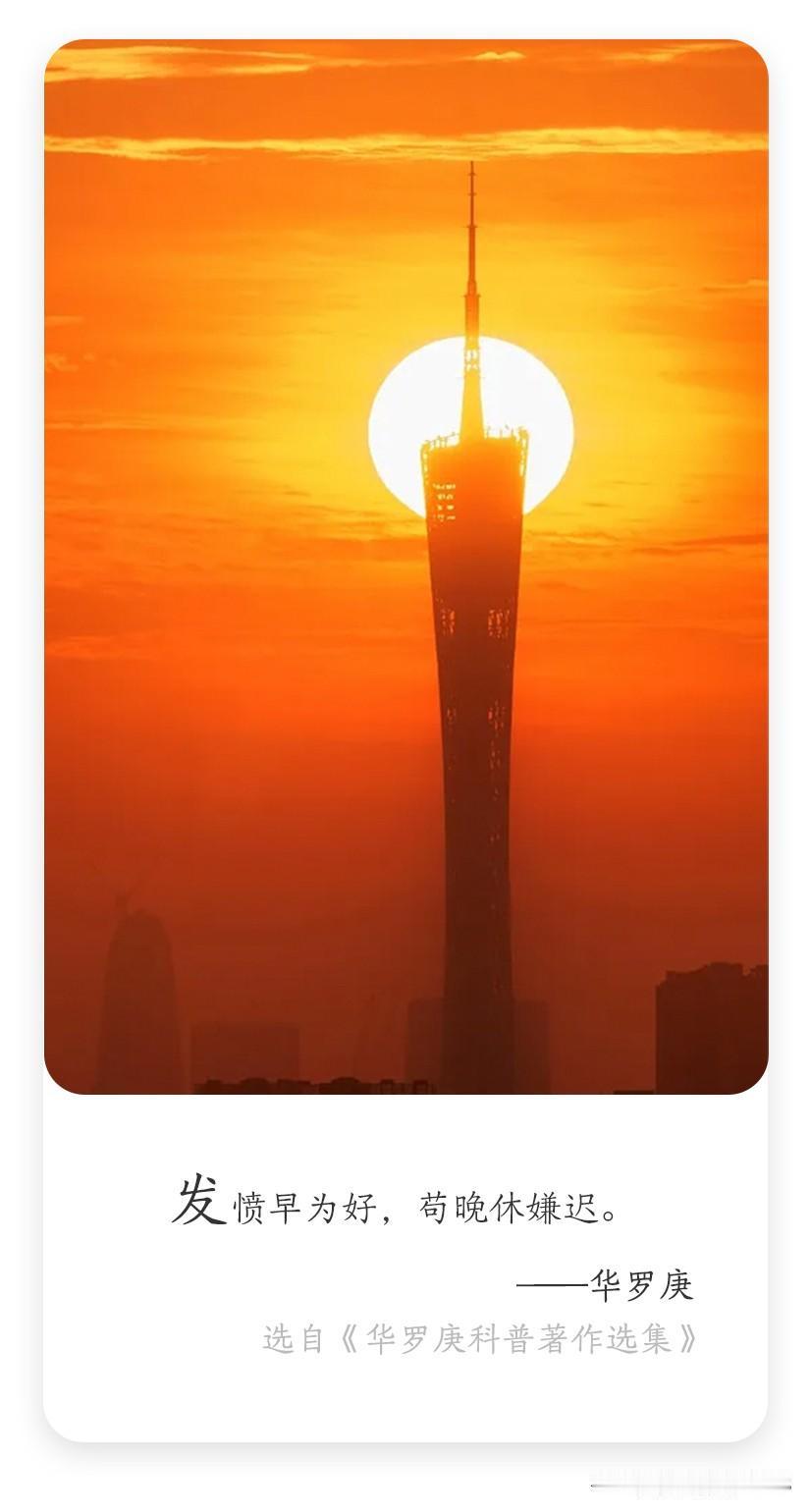 每日名言✨| 华罗庚的超燃奋斗箴言
著名数学家华罗庚说："发愤早为好，苟晚休嫌迟