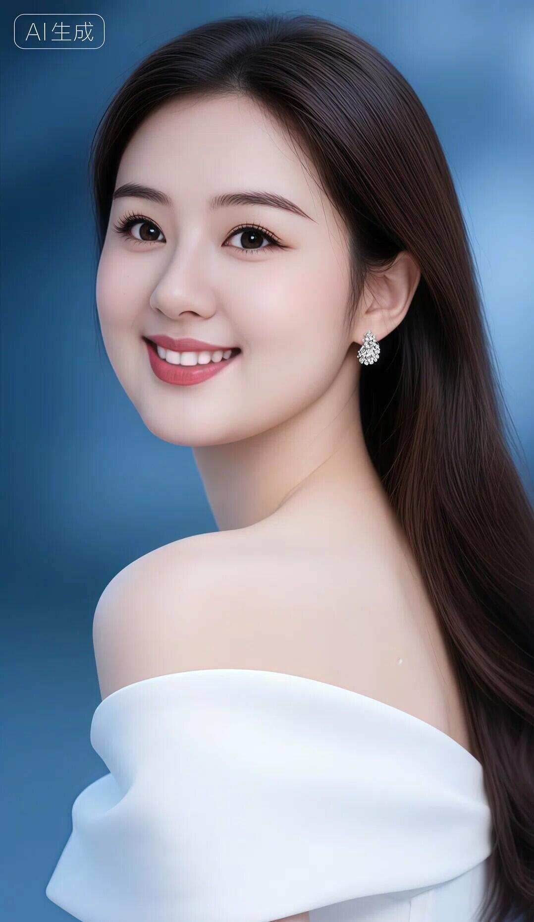 甜美笑容，优雅气质，白裙飘飘，AI生成，完美无瑕！🌹💖✨