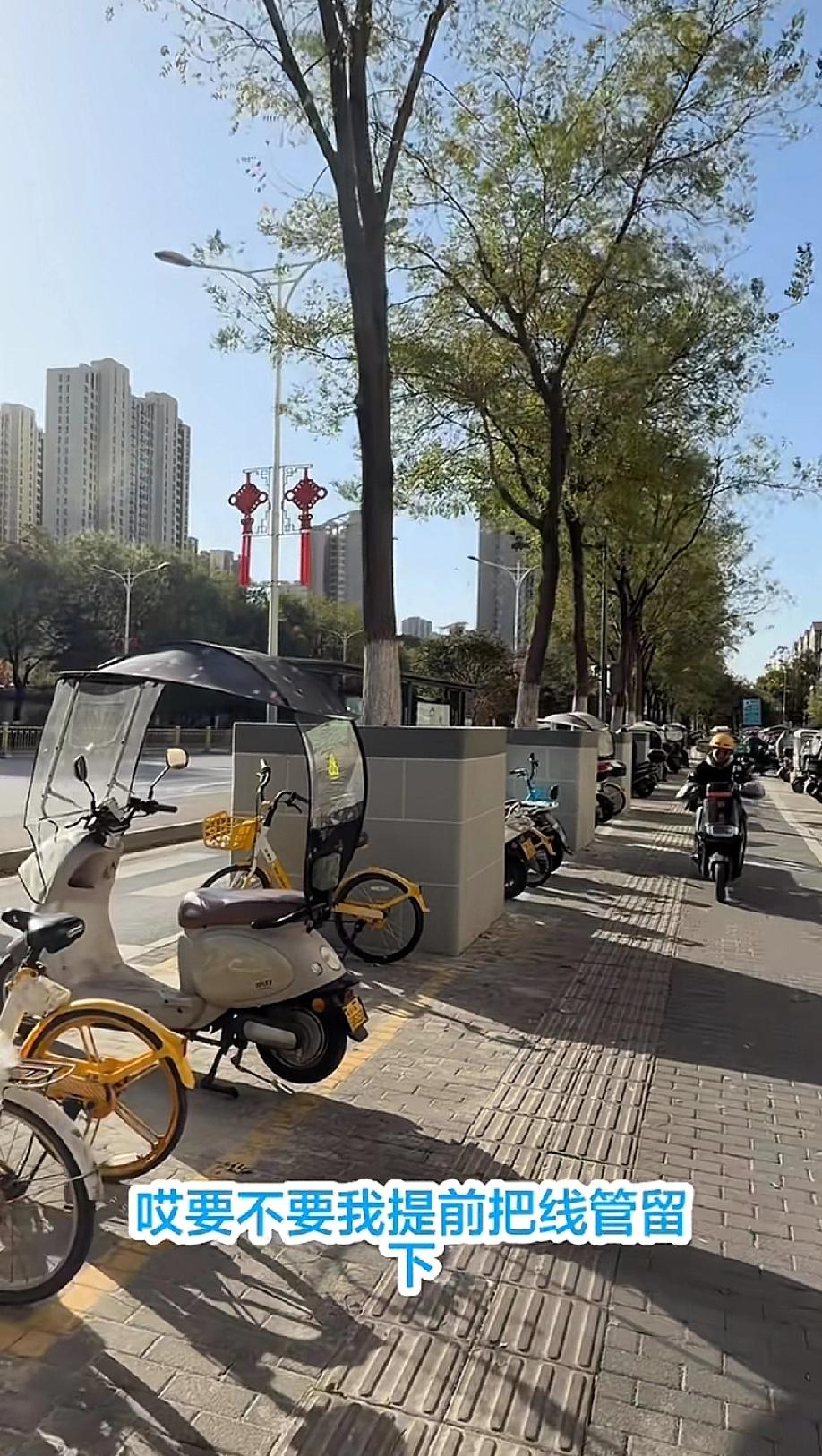 西安的树比我们家里住客厅都豪华。瓷砖很漂亮。环卫工浇水得垫脚才能够的着。羡慕这些