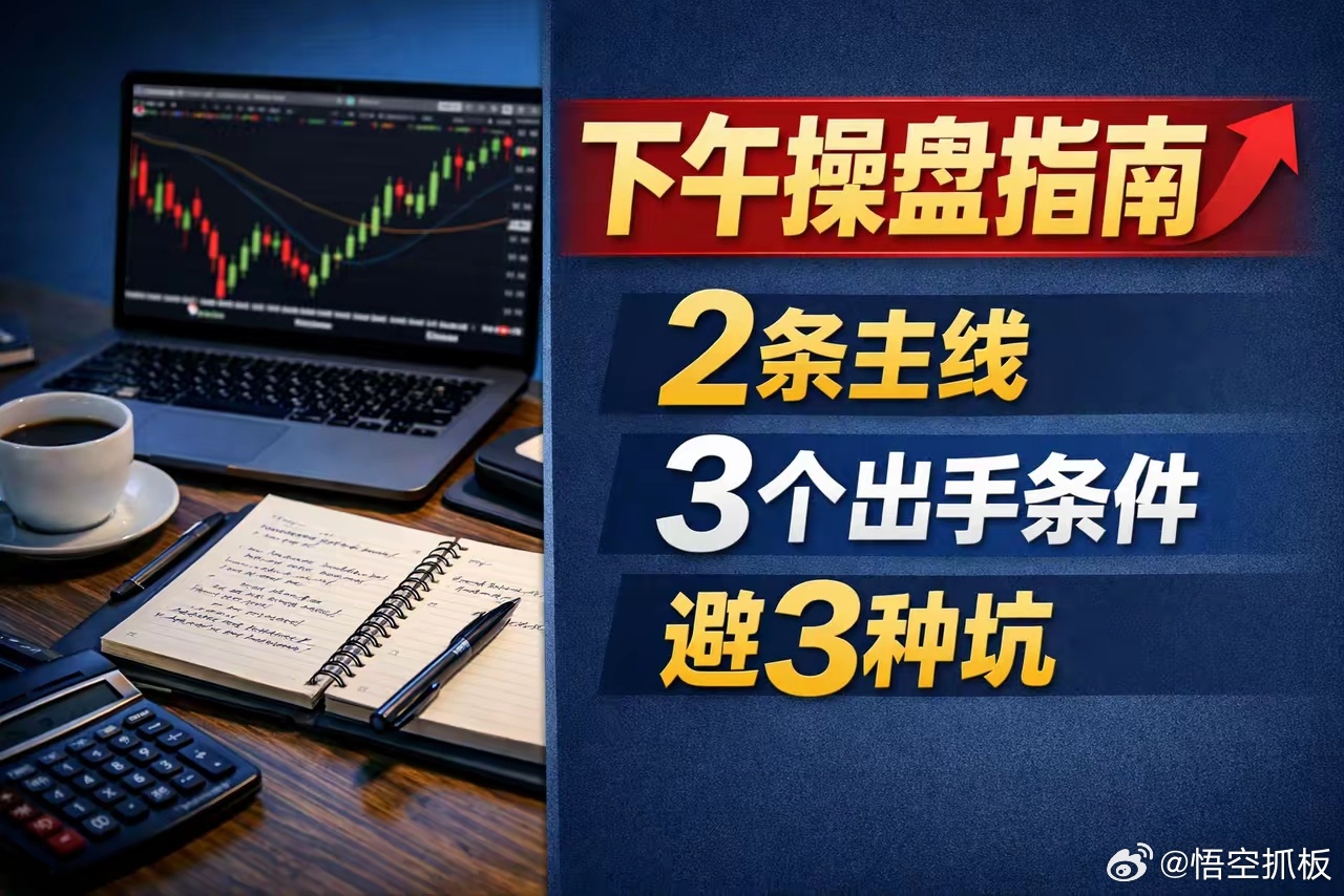 下午盯紧2条线，满足3个条件再出手上午盘面走完，其实下午该怎么做，已经不需要猜了
