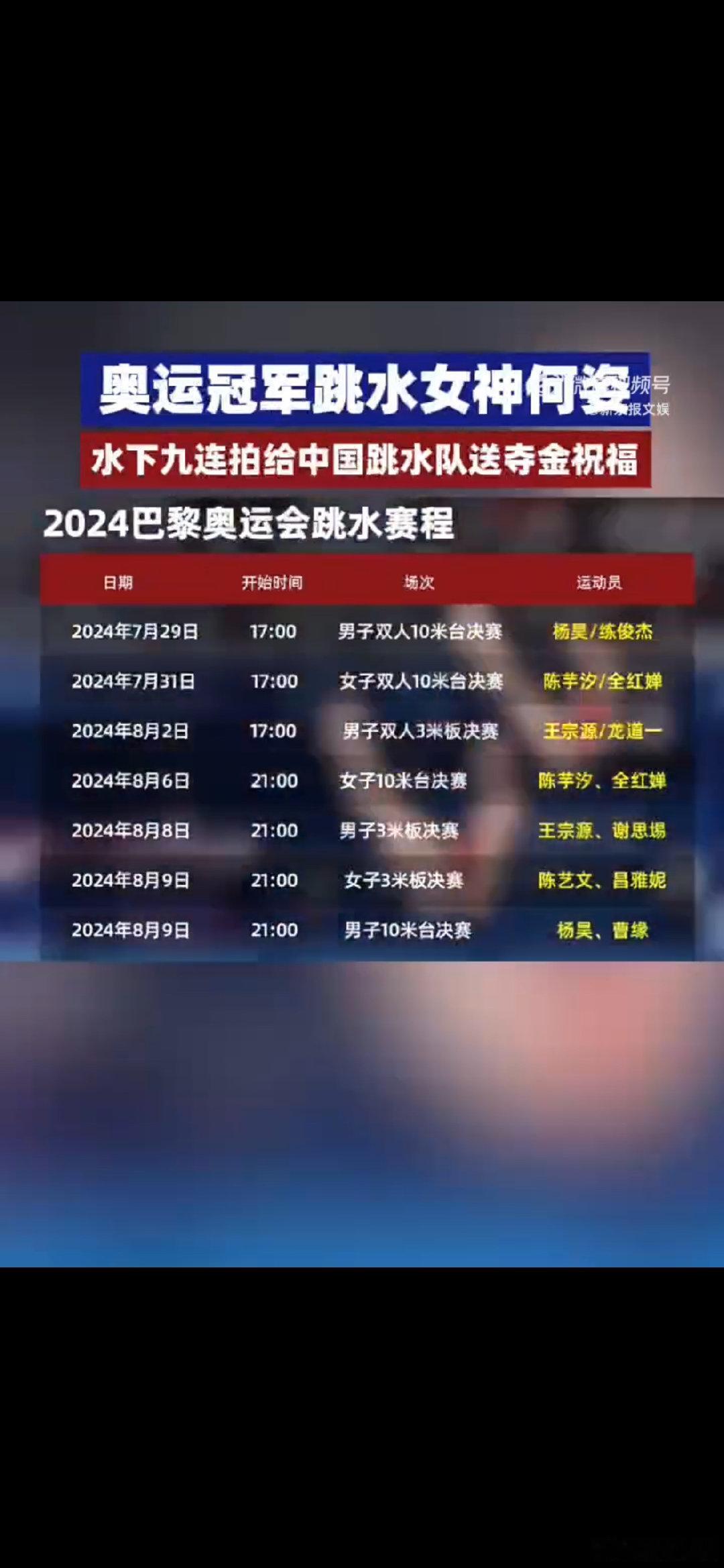 #前奥运冠军何姿恭喜中国跳水队夺得首金# 荣耀时刻！陈艺文与昌雅妮携手斩获巴黎奥