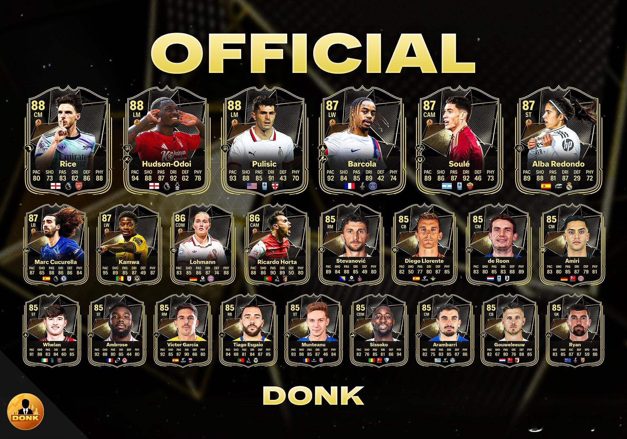 第二十六周周最佳阵容球员正式数据。好多不错的进化底材。FC25 ​​​