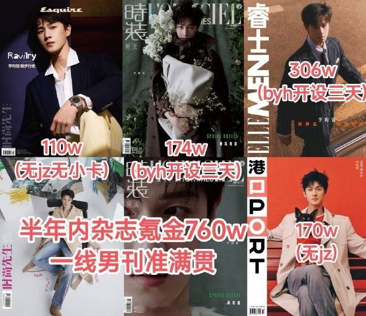 李昀锐最新杂志销量李昀锐《时尚先生》杂志24小时销量破2.5w，销售额破110w