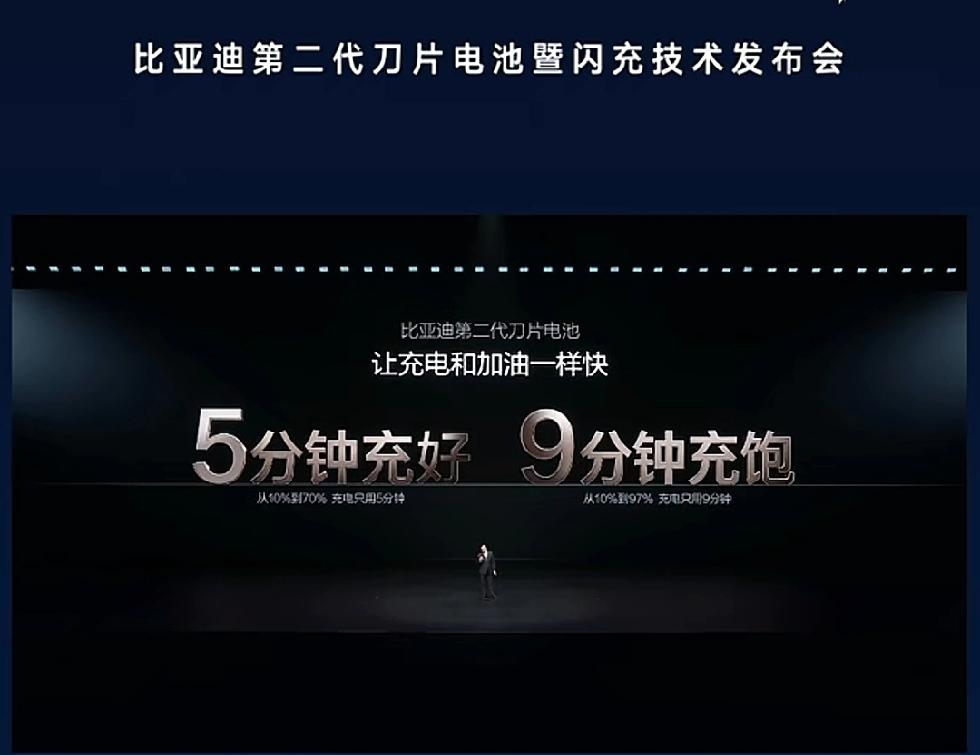 电动汽车充电迎来革命，9分钟即可充饱。比亚迪于电动汽车充电领域，再度铸就新辉煌。