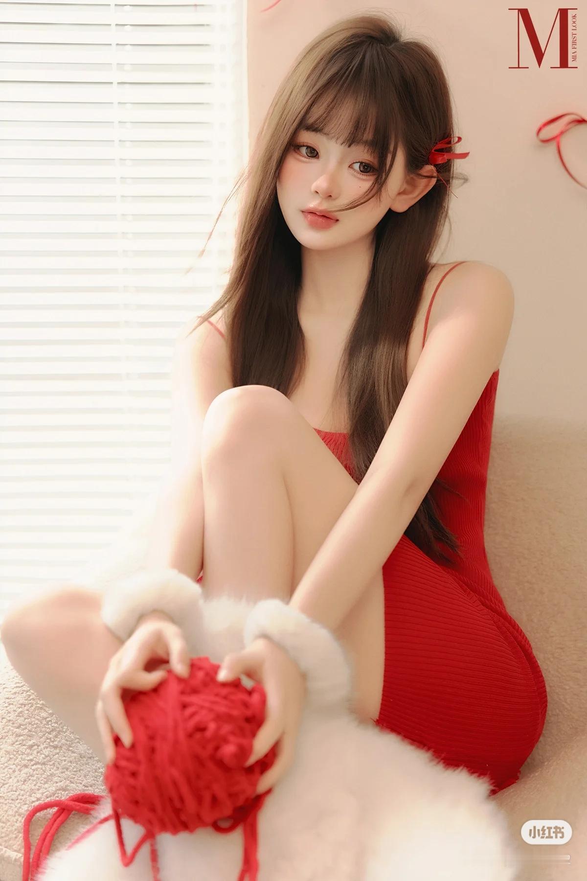 晒图笔记大赛美女红裙穿搭写真