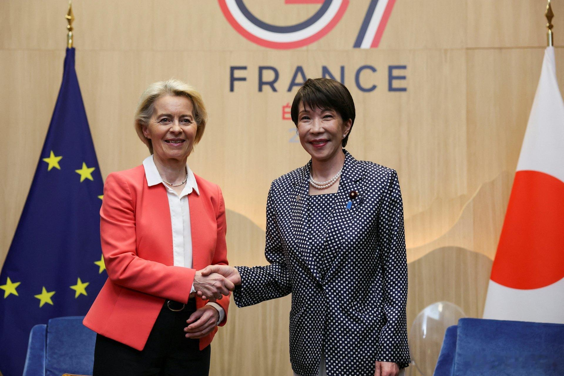 这货是只字不提原因是什么！日本右翼分子高市早苗参加G7峰会，她在会上叫唤：“对于
