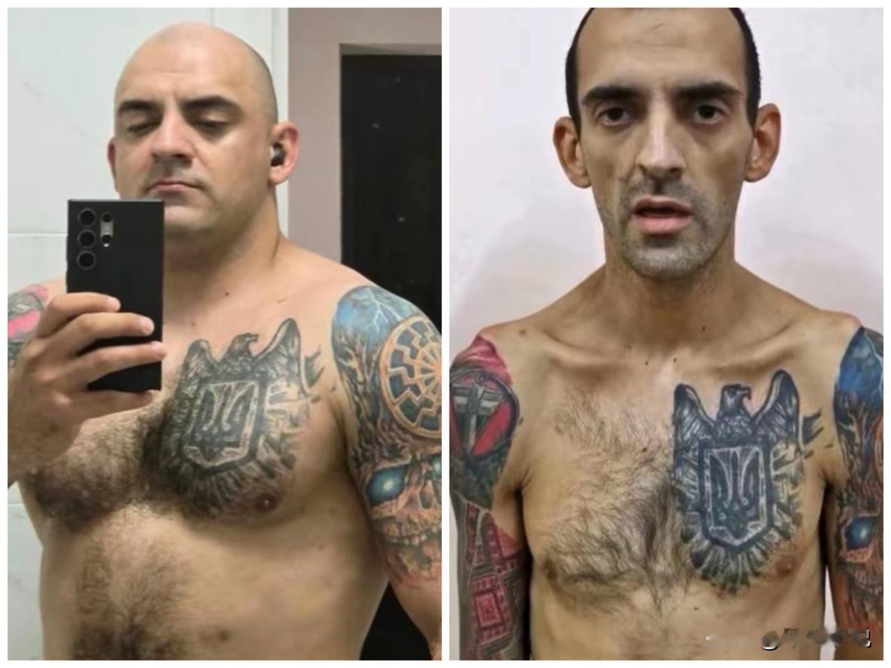 不敢相信这是同一个人，俄罗斯对待纳粹份子从来都不手软，乌克兰亚速营俘虏在俄罗斯监