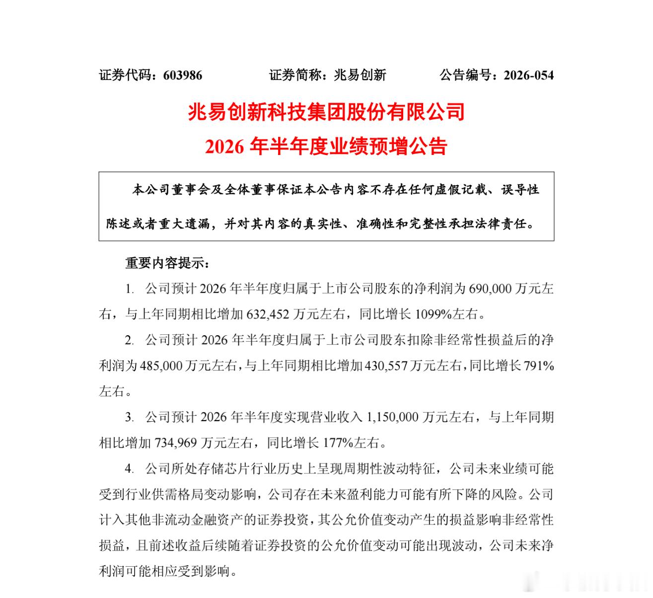 兆易创新，硬！上半年利润翻10倍！ 