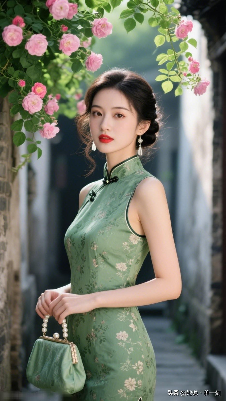 优雅旗袍，复古风韵，花间漫步，尽显东方美。女人最耐看的长相是什么样的