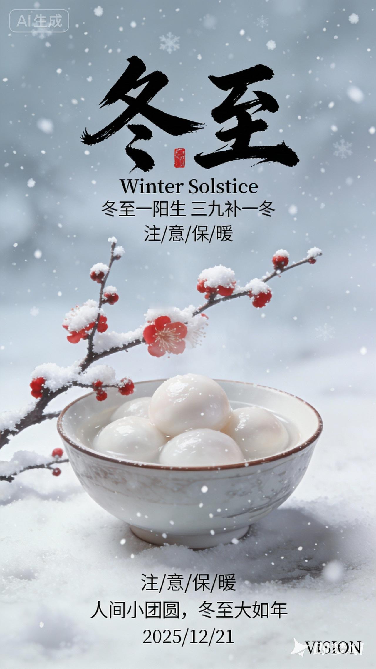 今日冬至，  冬至大如年，人间小团圆，冬至已至，春归有期。愿长夜相思，都有回应；