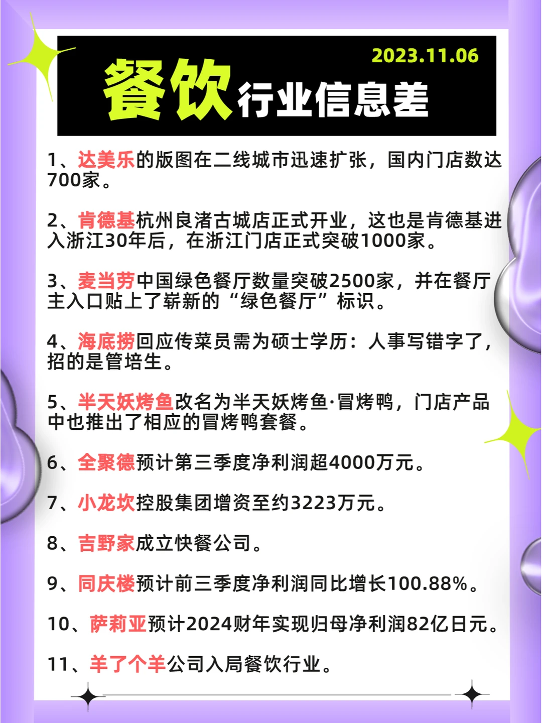 行业信息差· 餐饮