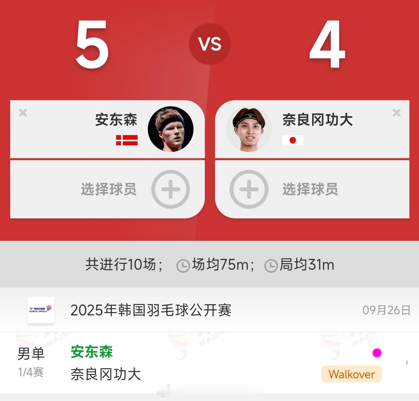 随着日本🇯🇵男单奈良退出明日八进四的争夺，国羽🇨🇳男单将于下周世界排名首