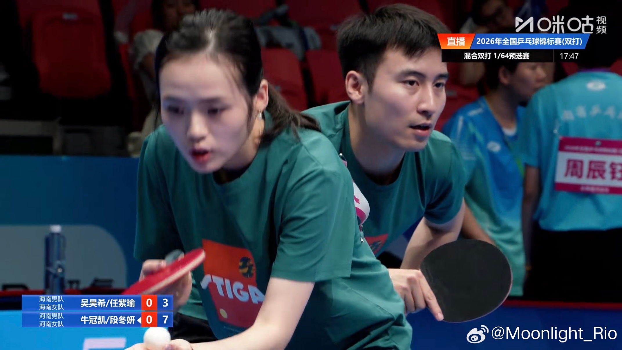 牛冠凯和妻子段冬妍搭档出战2026全锦赛混双🏓 