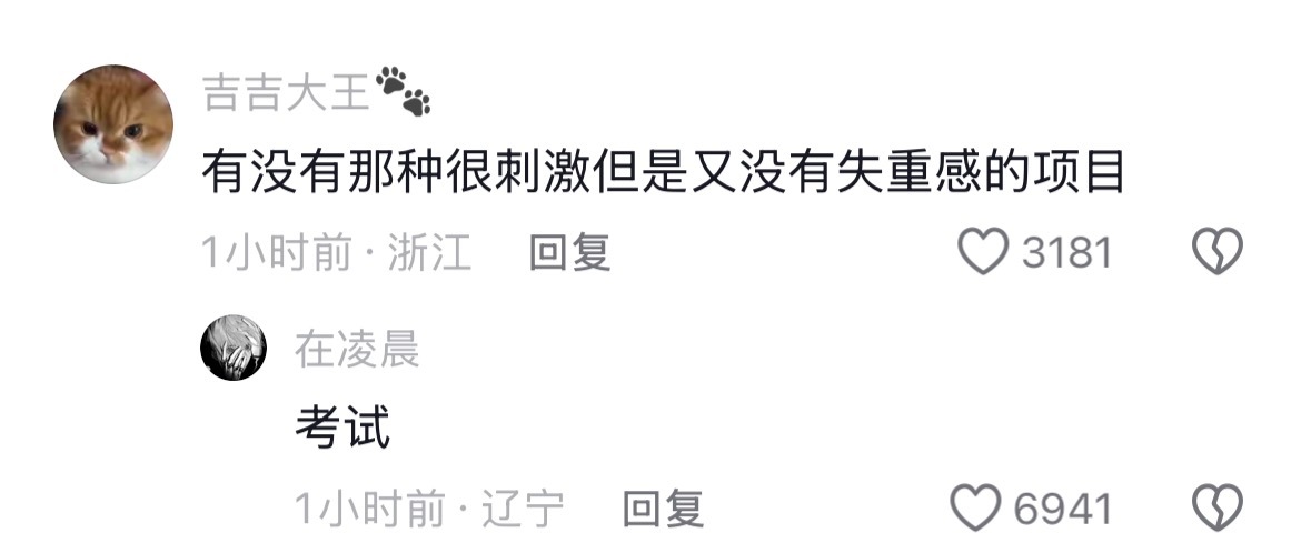 有没有那种很刺激但是又没有失重感的项目 