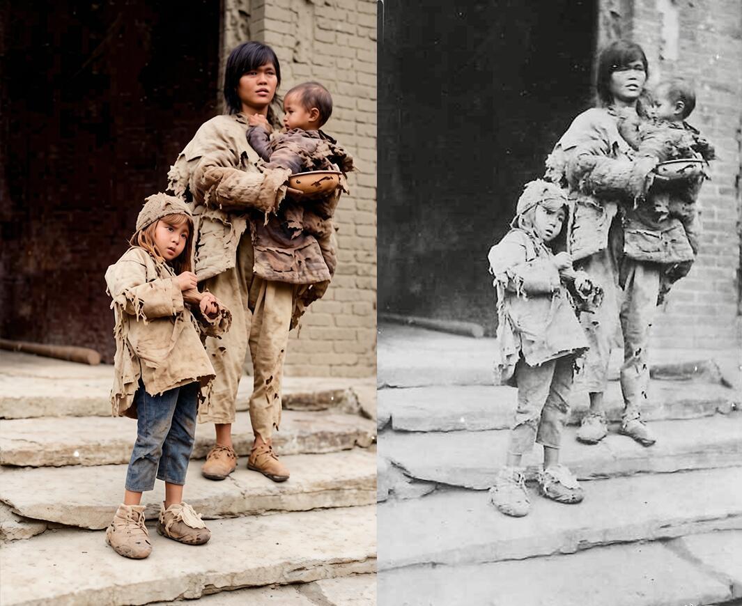 1920年代，河北某处街头。

一位年轻的母亲站在路边的石台阶上，手中捧着一只瓷