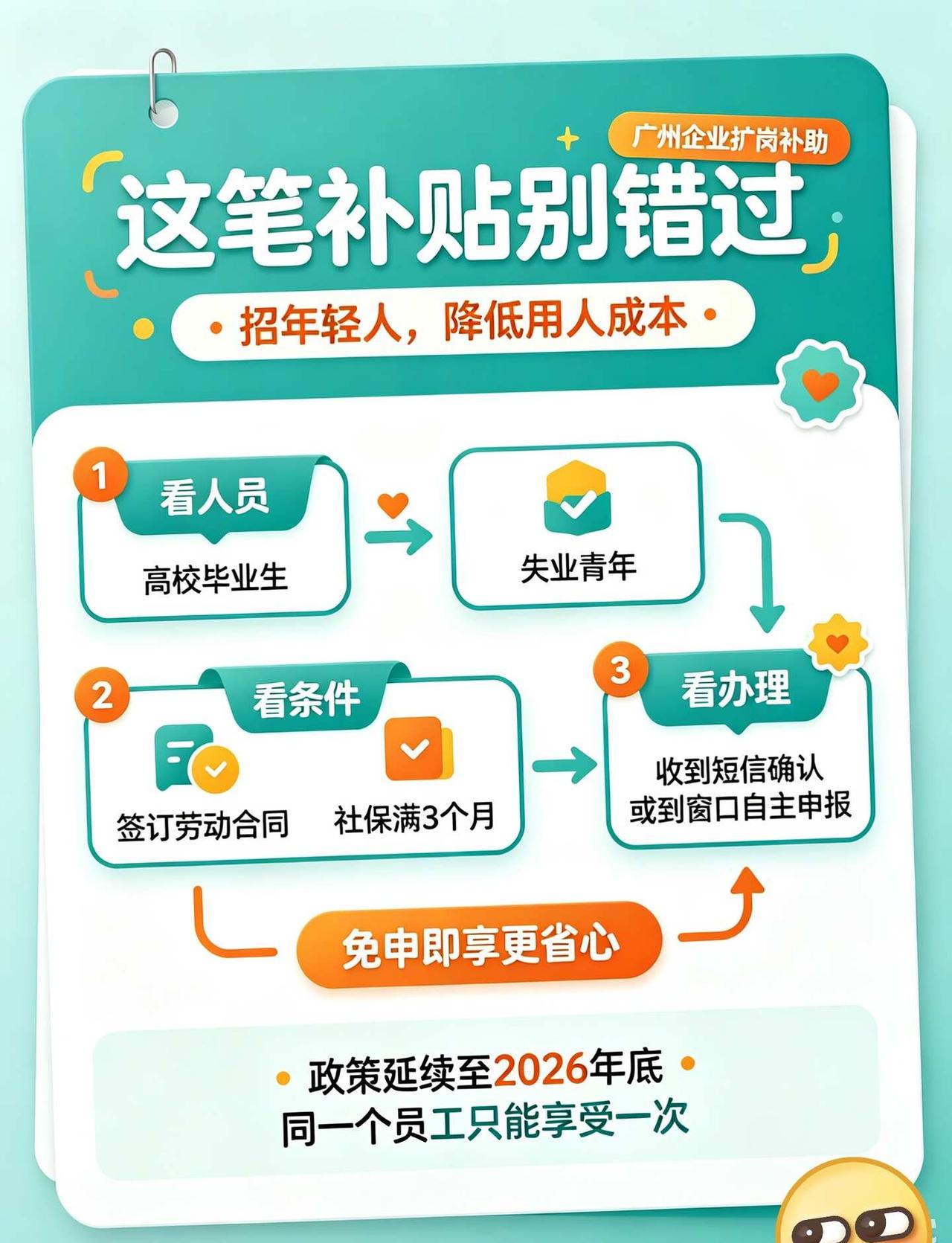 广州企业福利🔥一次性扩岗补助｜招年轻人就拿钱
广州老板看过来👀招对员工，企业