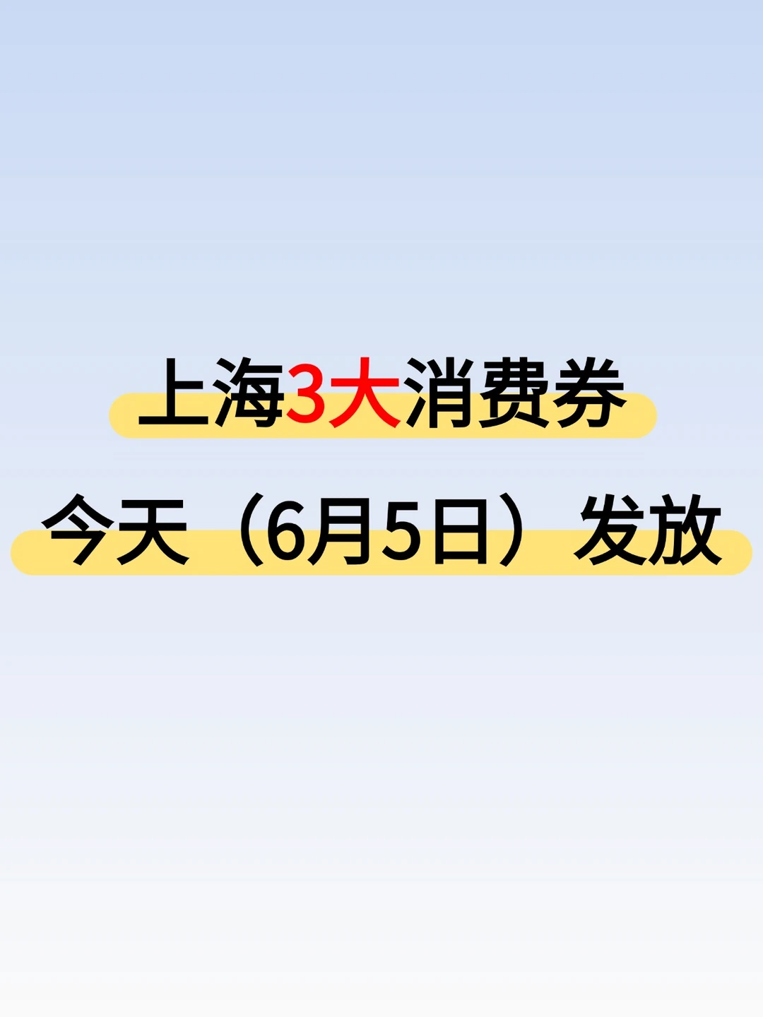 上海3大消费券今天（6.5）发放