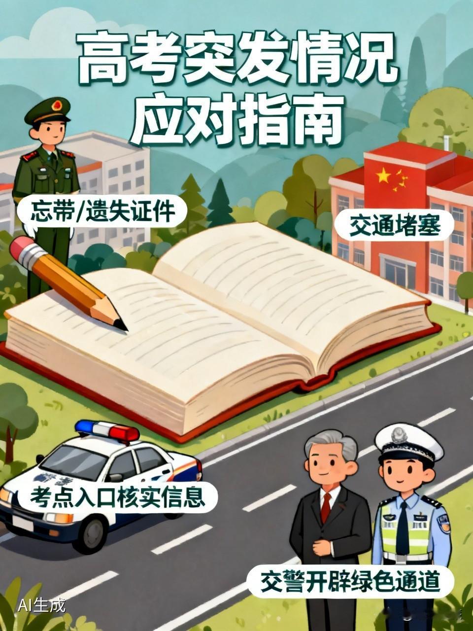 高考期间突发状况不少，咱得有应对办法。要是忘带或遗失身份证、准考证，别慌！在考点
