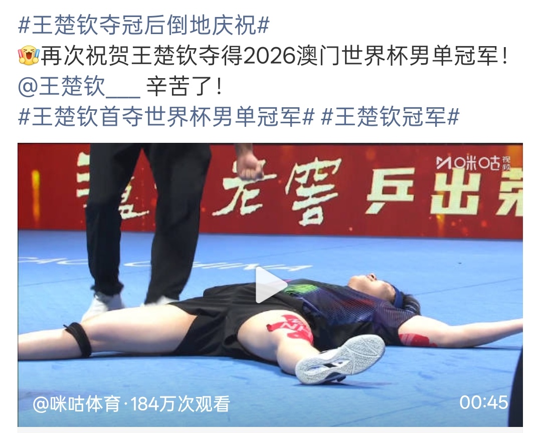 王楚钦夺冠恭喜恭喜