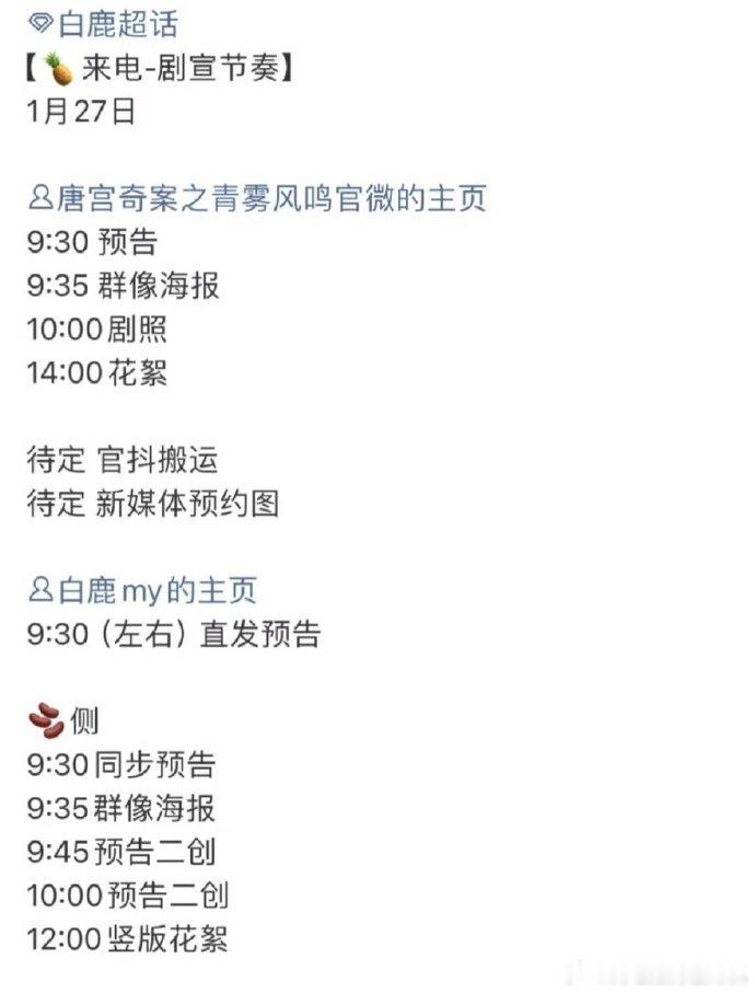 唐宫奇案物料发布节奏唐宫奇案开始宣发了唐宫奇案物料发布节奏，白鹿、王星越唐宫明日