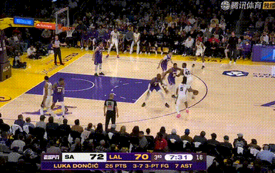 72平！东契奇抢断，连线艾顿！马刺vs湖人 ​​​