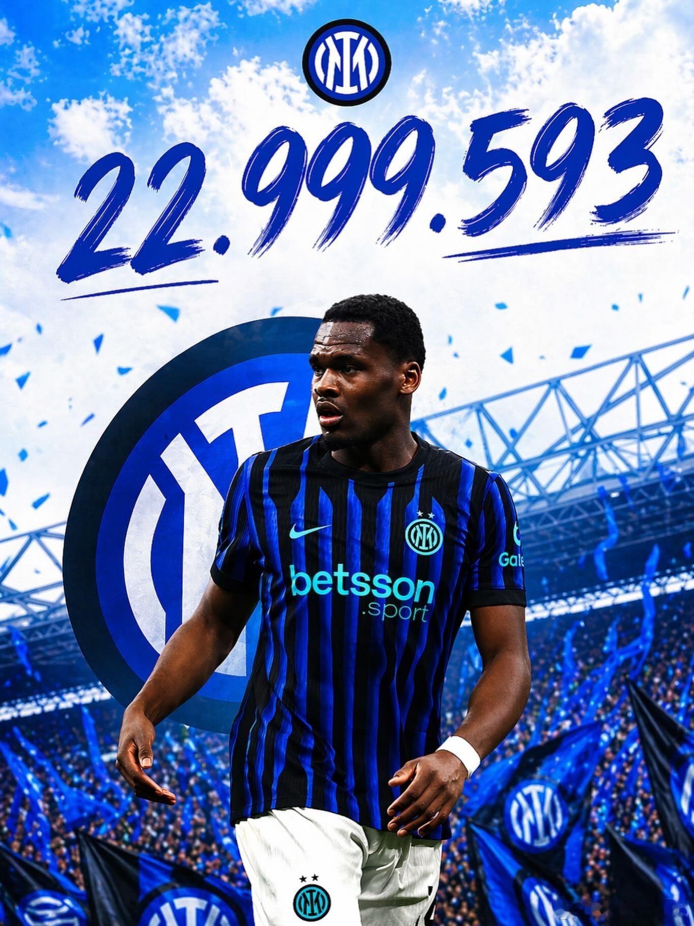 帕尔马官方公布了博尼转会国际米兰价格，具体为22999593欧元，就算2300万