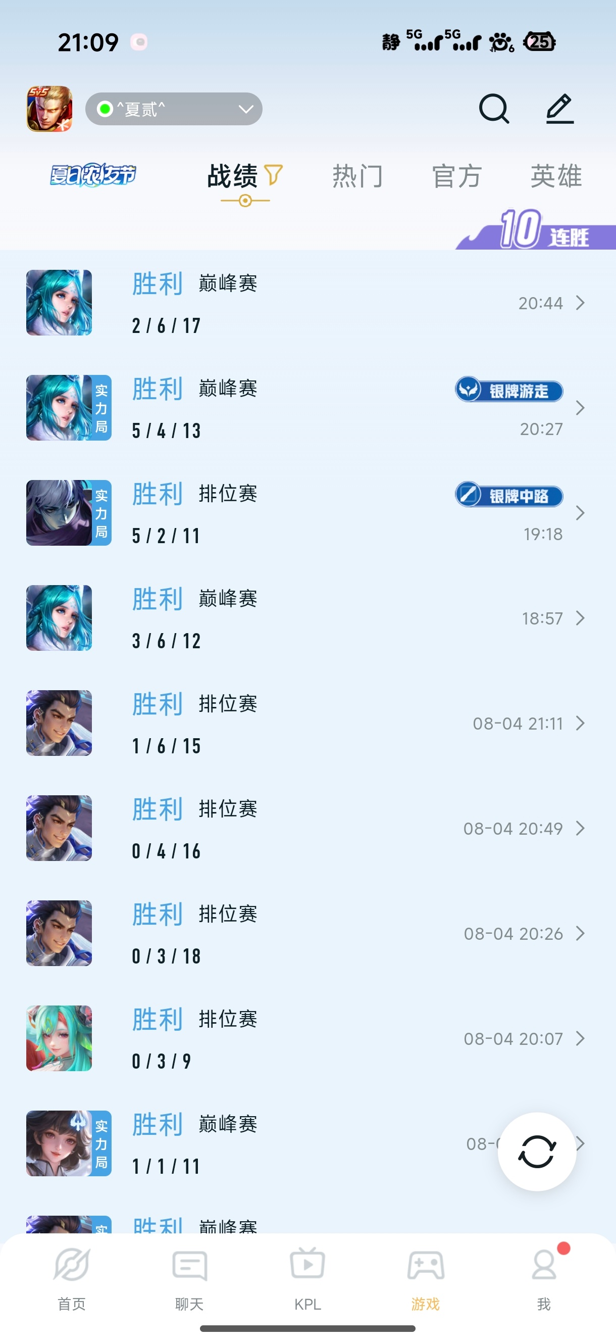 我发现五连败后的十连胜很爽。 