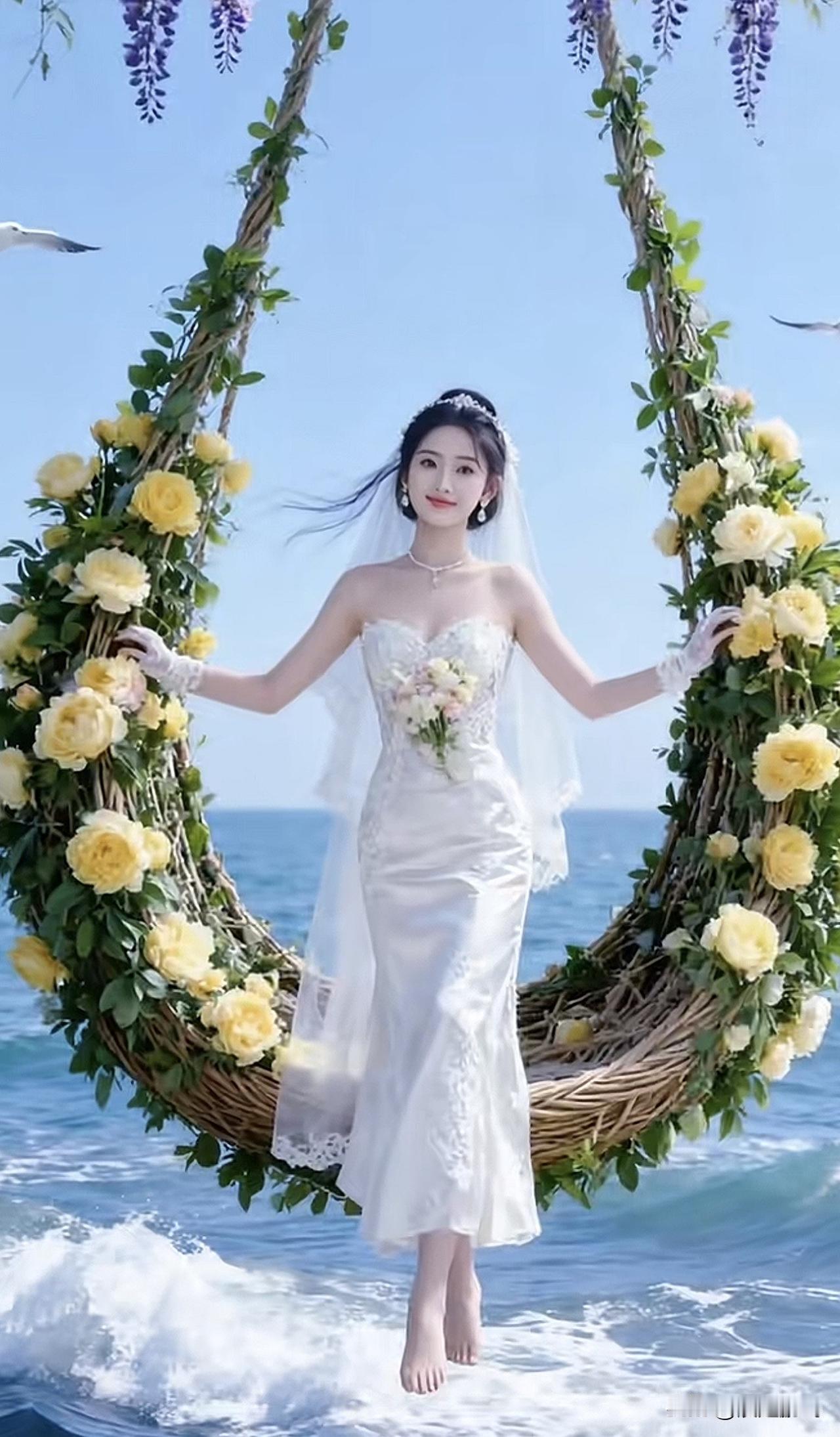 海上花篮映，人间仙子行。海上风景照 古典仙子图 花漾仙景照 古典仙子图 花漾仙景