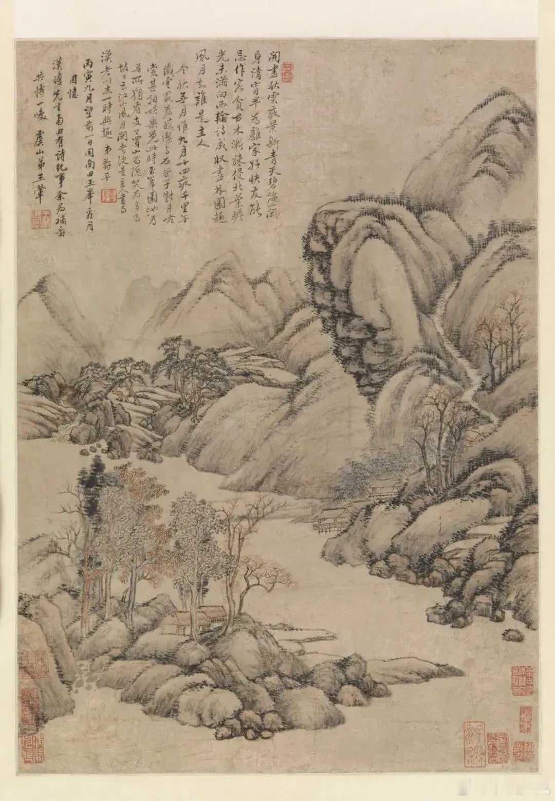 清 王翚《中秋诗意图》。王翚（1632年4月10日~1717年11月15日），字