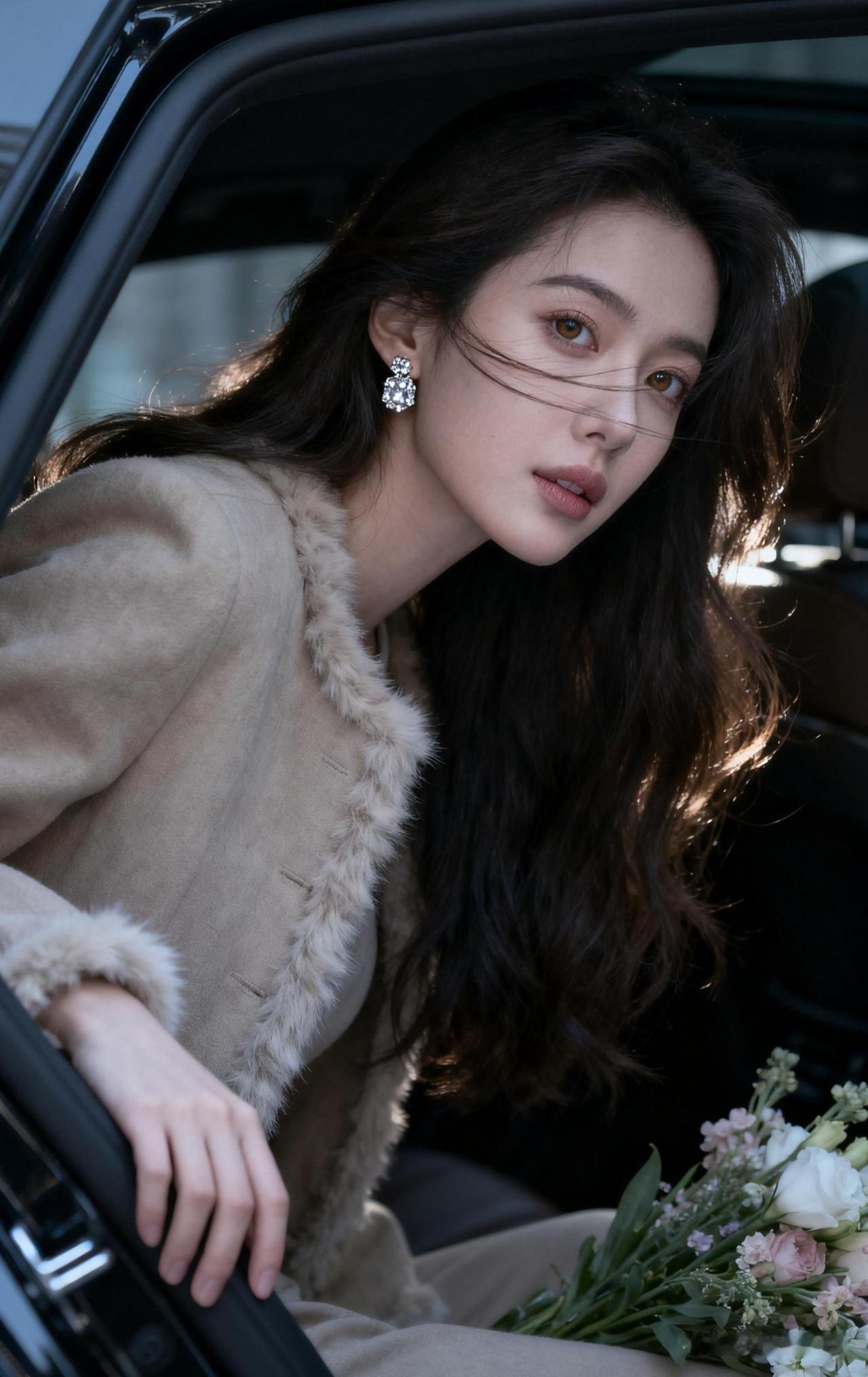 车中美人倚，花影入梦来。