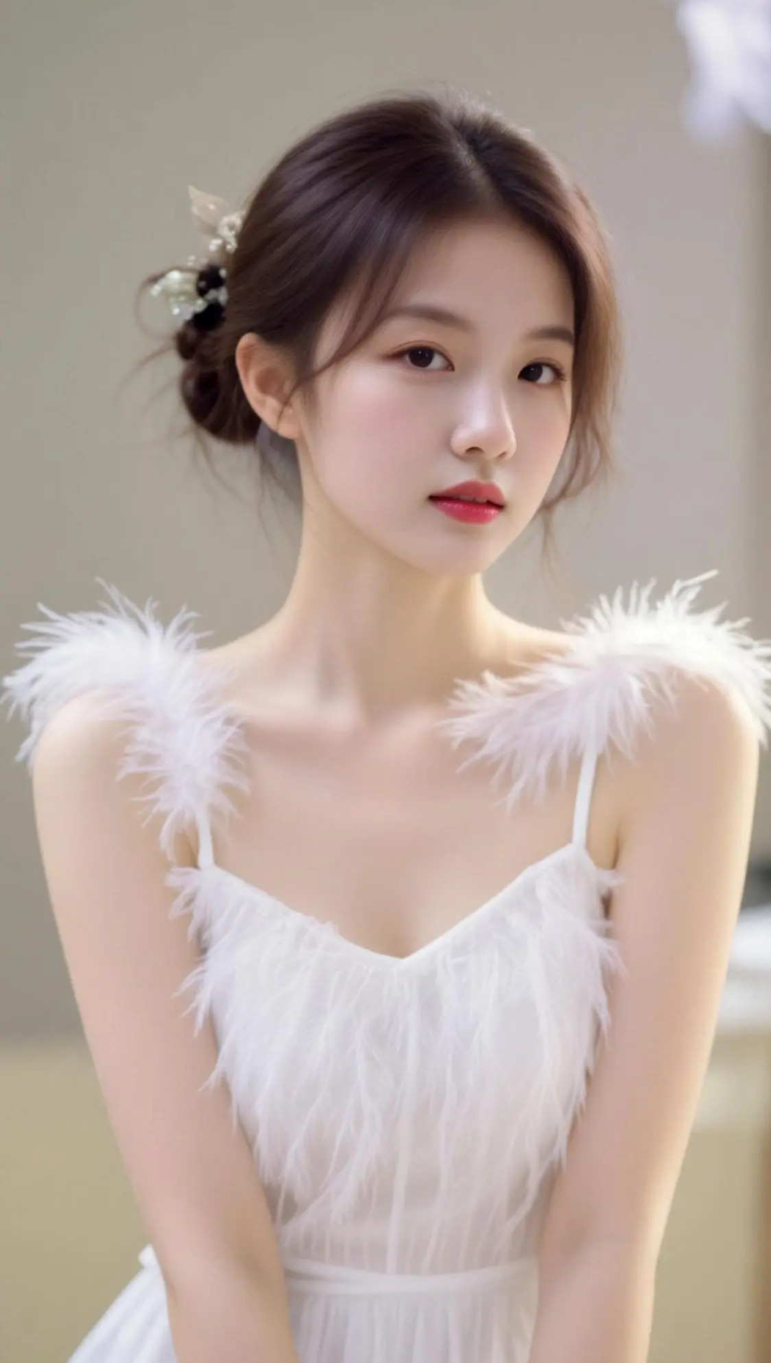 AI羽毛吊带写真 随变ai随便玩