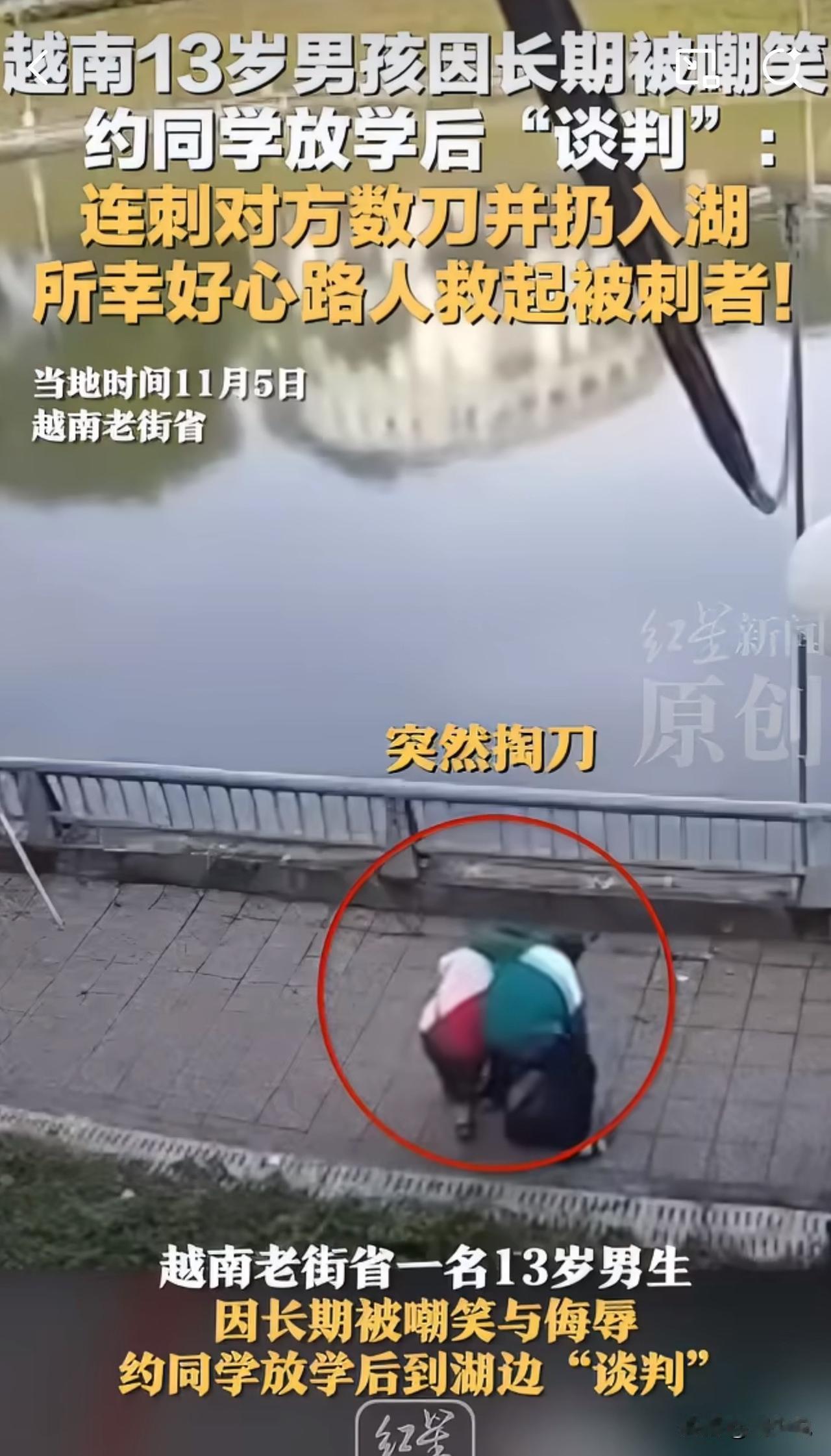 #MCN双量进阶计划#痛心！越南13岁男孩长期被嘲笑，竟持刀刺同学并推下湖引热议