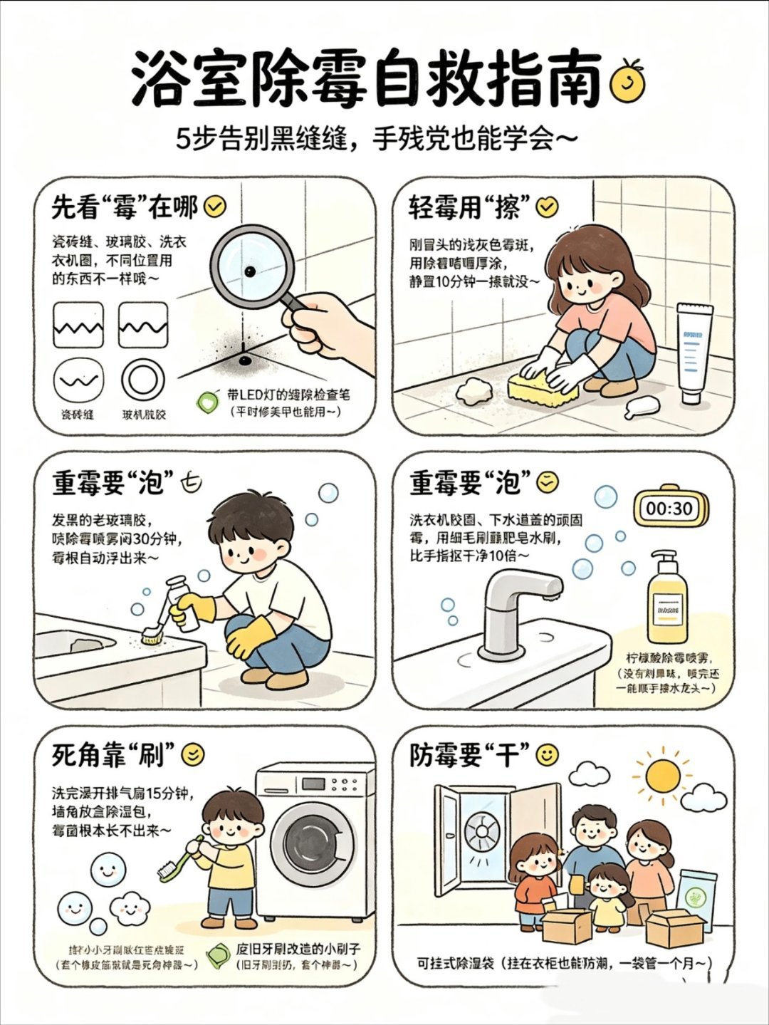 浴室霉菌最爱长在墙缝和地板缝浴室东西越多越容易长霉浴室里的霉菌确实让人头疼，尤其