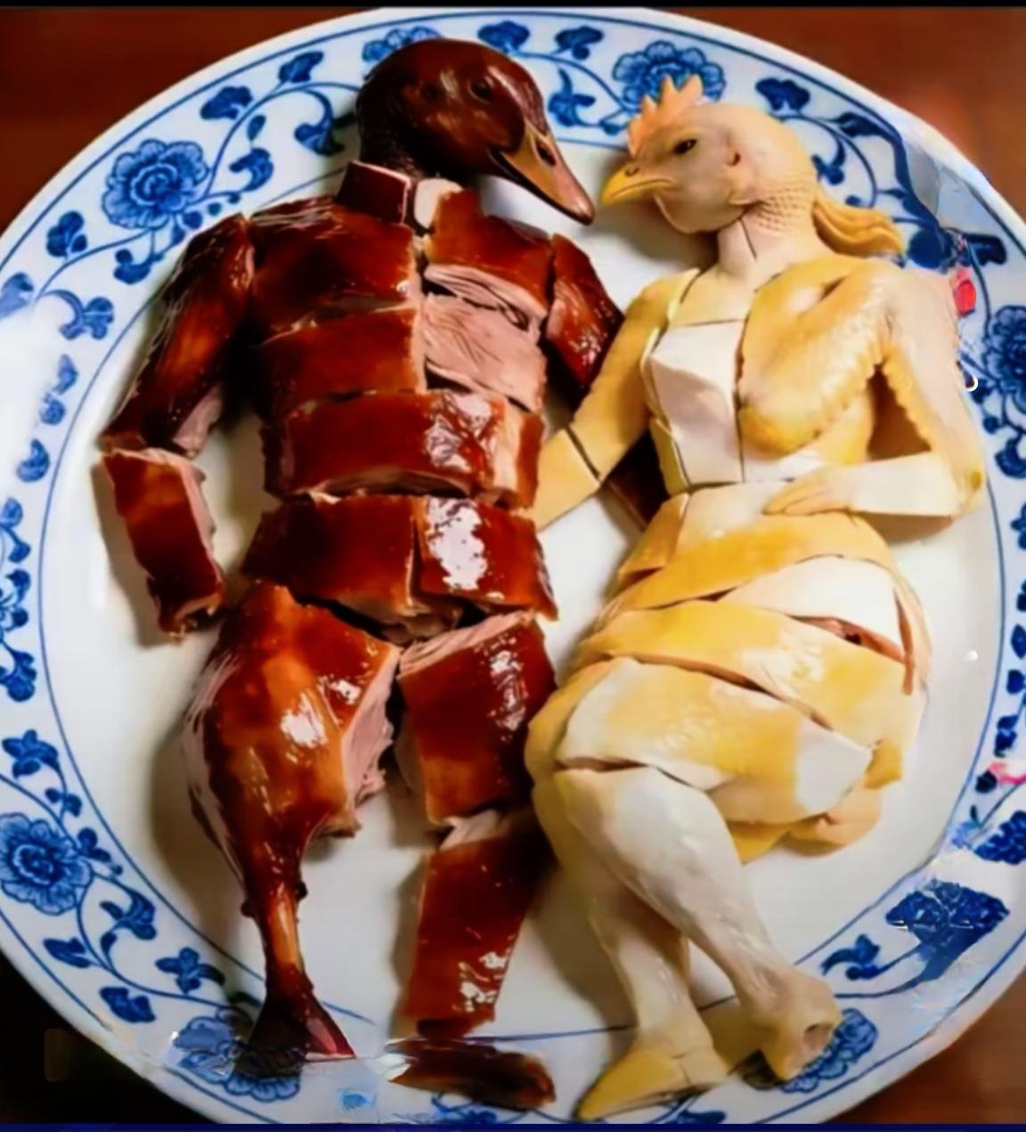 两情相拥似情侣，切块摆盘，生活不易，美食也带辛酸。炒两碟菜