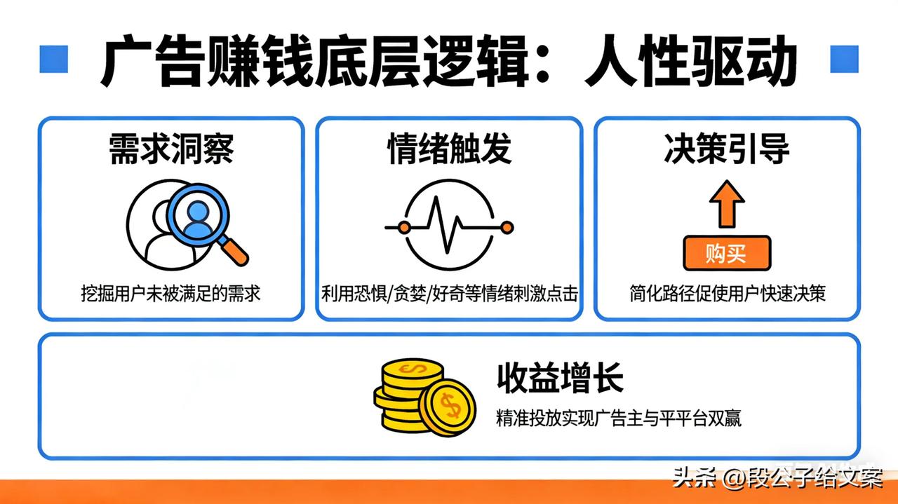 彻底悟了！广告赚钱的底层逻辑，全是人性
 
做营销、写文案、搞变现，我踩过最大的