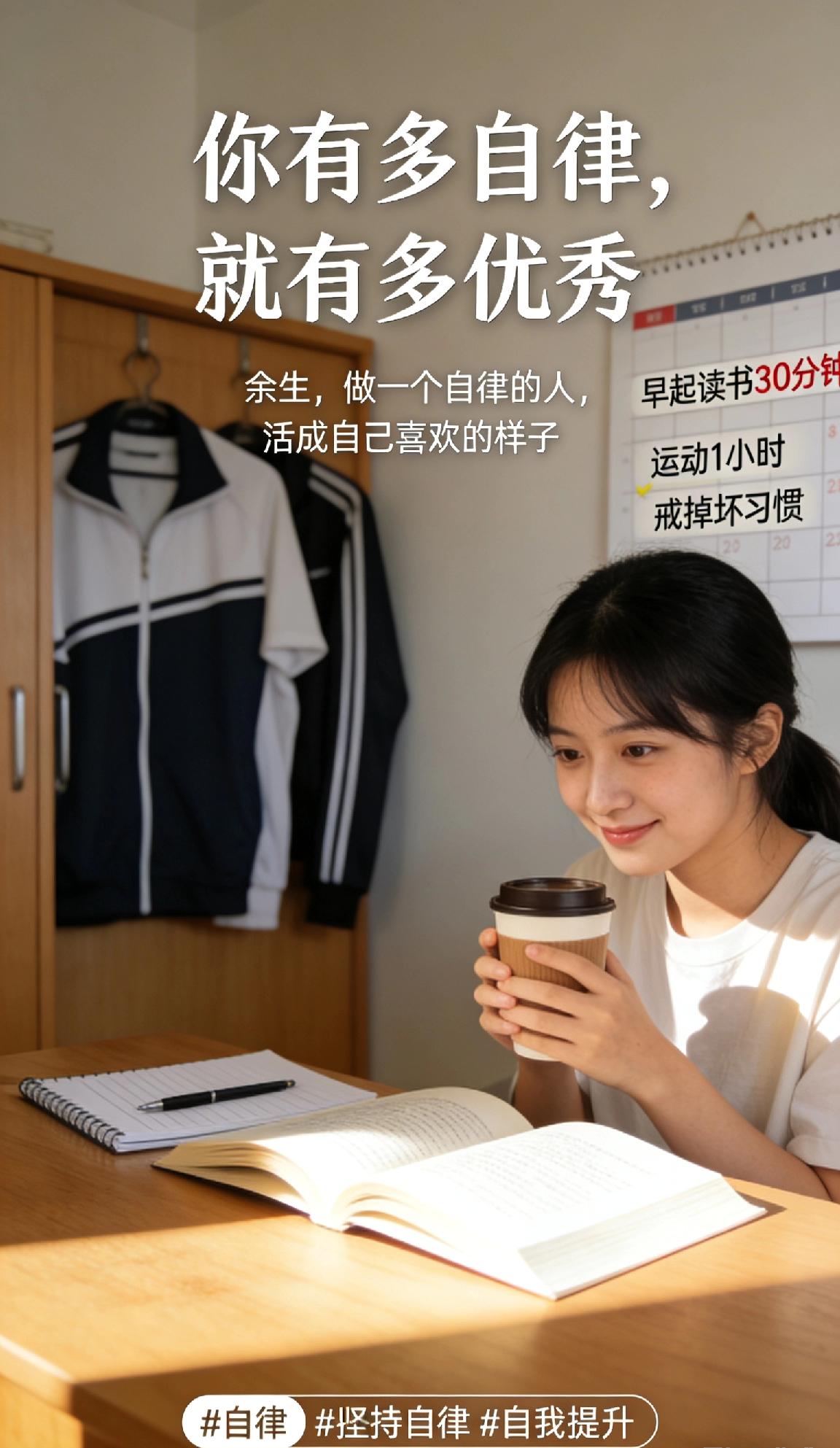 你有多自律，就有多优秀。很多人都想改变现状，想变优秀、想变有钱、想过上理想的生活