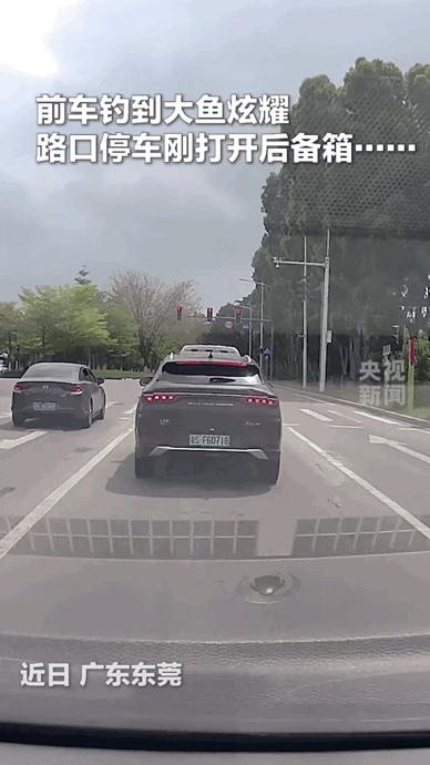 这大哥真是个显眼包中的战斗包。

钓了条鱼恨不得让整条街都知道，还专门拉个横幅，