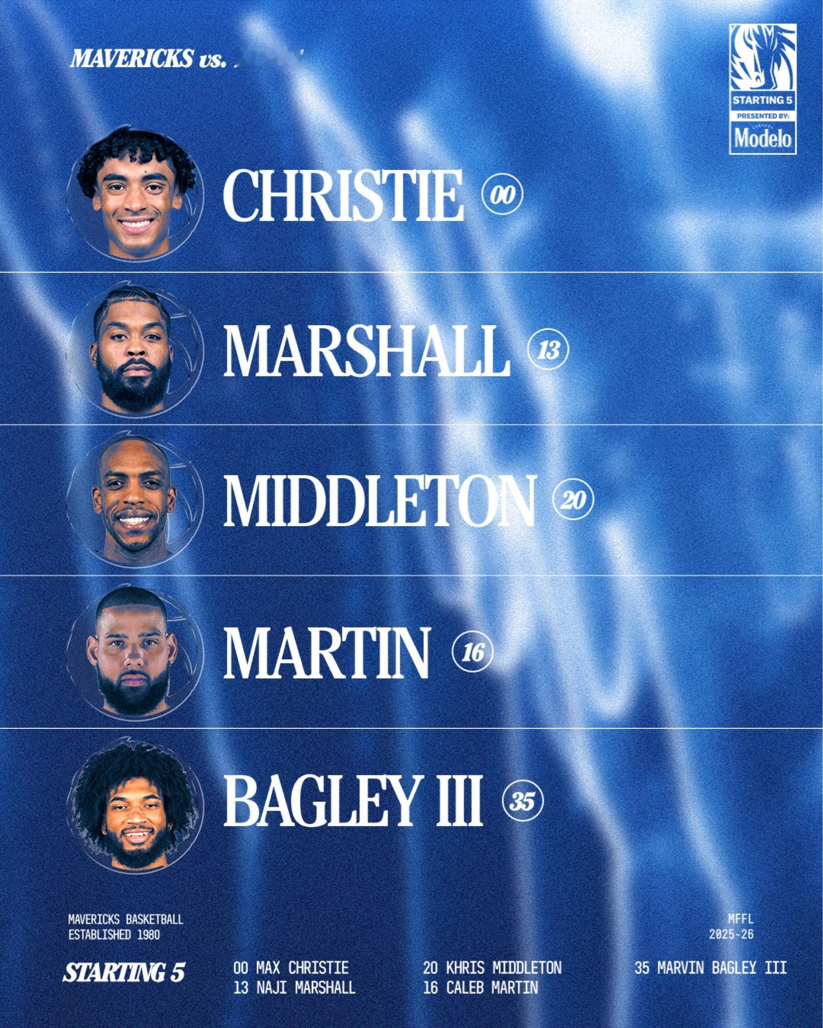 今天米德尔顿和巴格利都获得首发机会，另一方面也是因为没人了。基德赛前还谈到巴格利