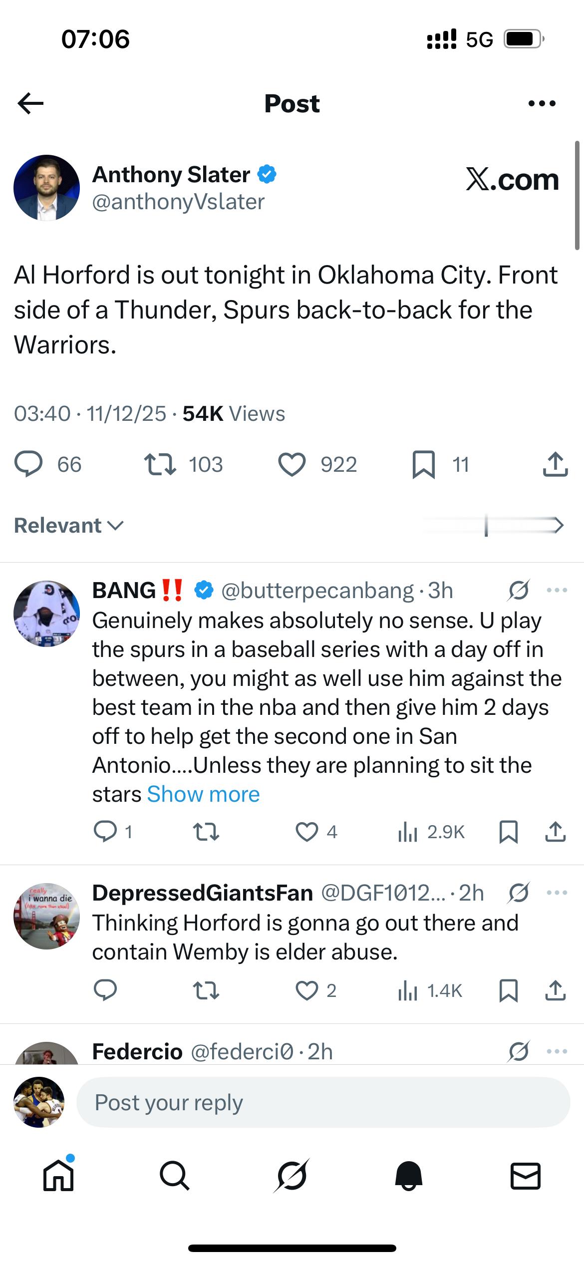 霍福德今晚不打 