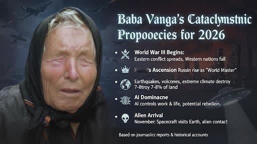 盲眼龙婆对2026年的预言。(互联网照片)
(巴黎13日综合电)保加利亚灵媒“眼